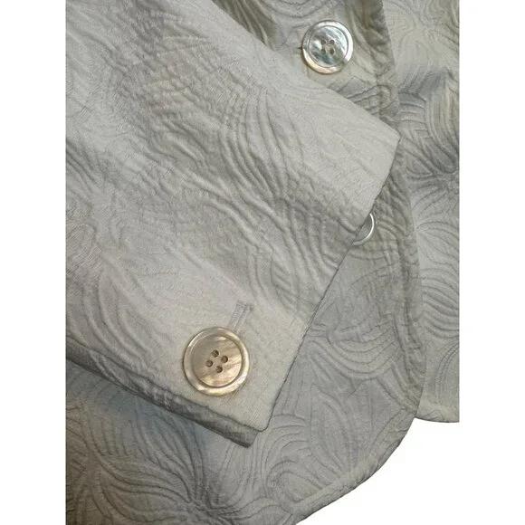 Talbots Floral Textured Blazer Jacket Women’s Size 14 White Button-Front - Picture 5 of 5